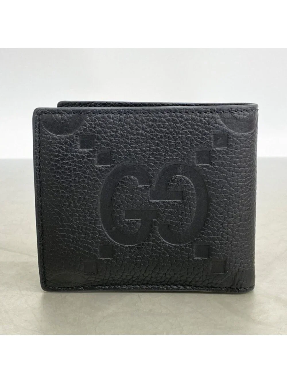 Gucci Wallet Jumbo GG Leather Black Silver